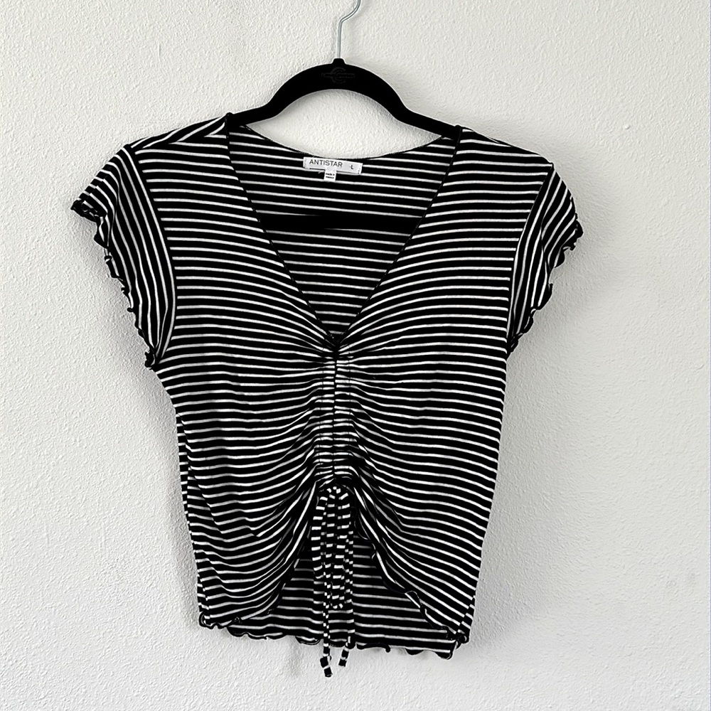 Anti star Navy and white Adjustable Crop Top Size Lrg